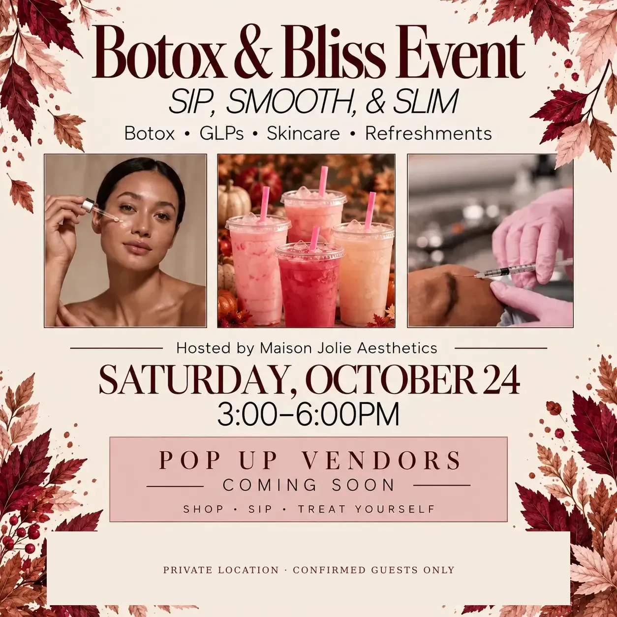 Botox & Bliss event flyer